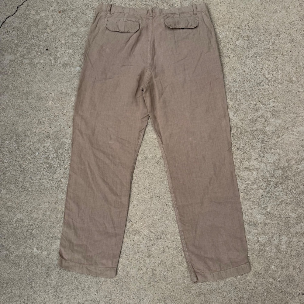 Murano Linen Trousers Mens 36x30 Brown Button Fly Baird McNutt Casual Beachy - Picture 2 of 12